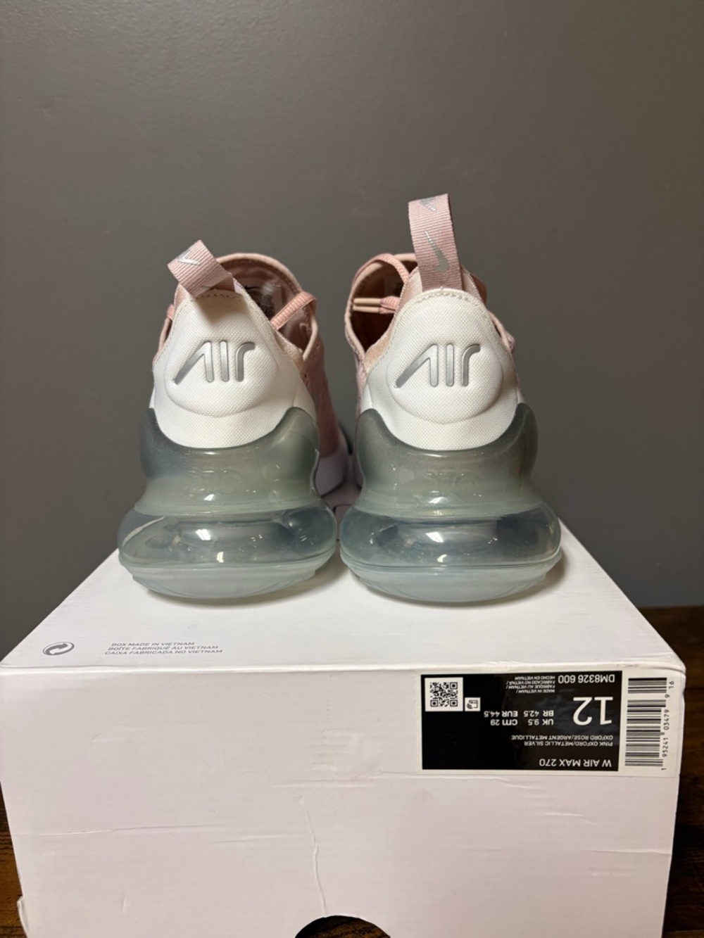 Nike Women’s Air Max 270 Sneakers - Blush Pink & White - Picture 3 of 4